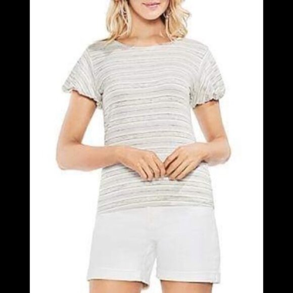 NWOT Vince Camuto Melange Striped Bubble Sleeve Tee XS - Picture 1 of 1